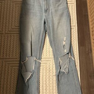 Abercrombie & Fitch Ripped Light Blue Flare Jeans